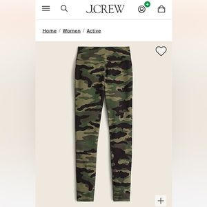 J crew fashion leggings. Both size XS. One in leopard print. One camo print